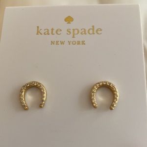 Kate spade gold earrings, lucky horse shoe style